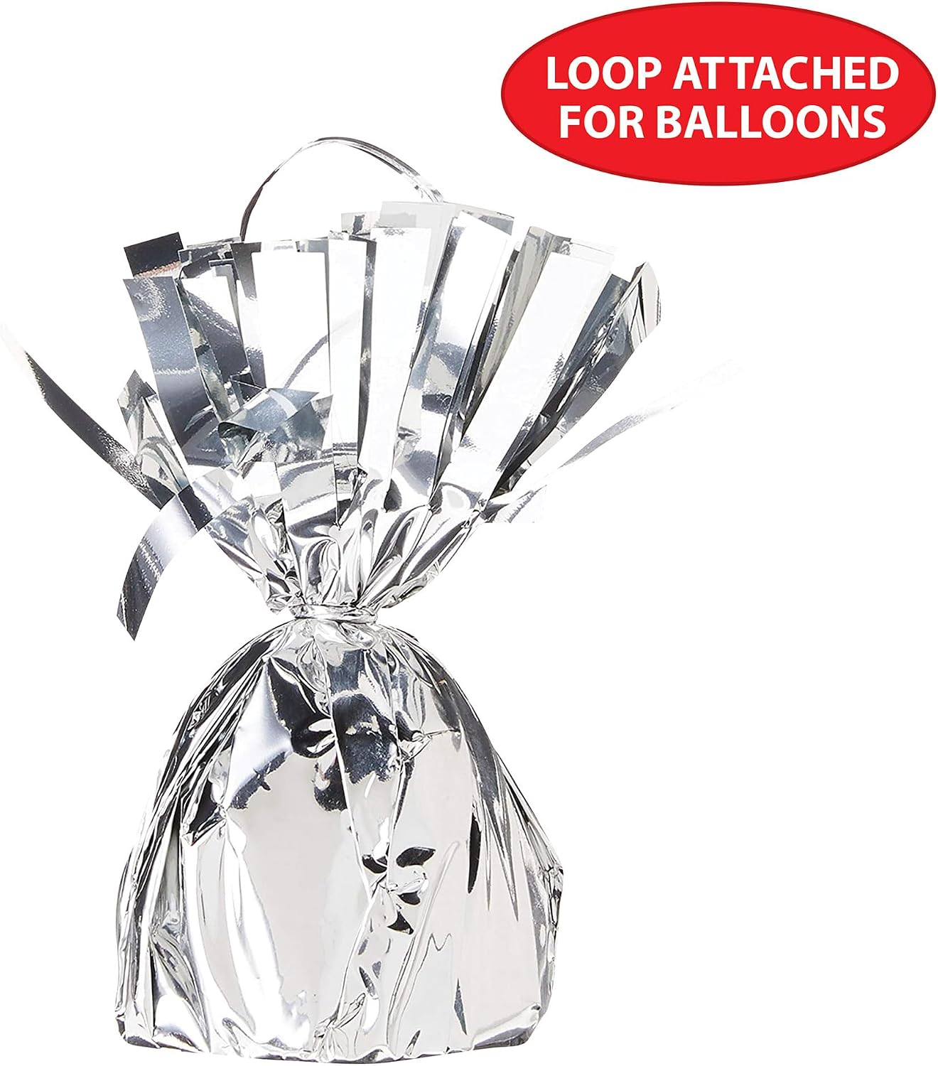 Beistle 12-Pack Metallic Wrapped Balloon Weights, Silver Party Decor for Table & Centerpieces, Special Event Decorations for Festive Celebrations, 6 Oz.