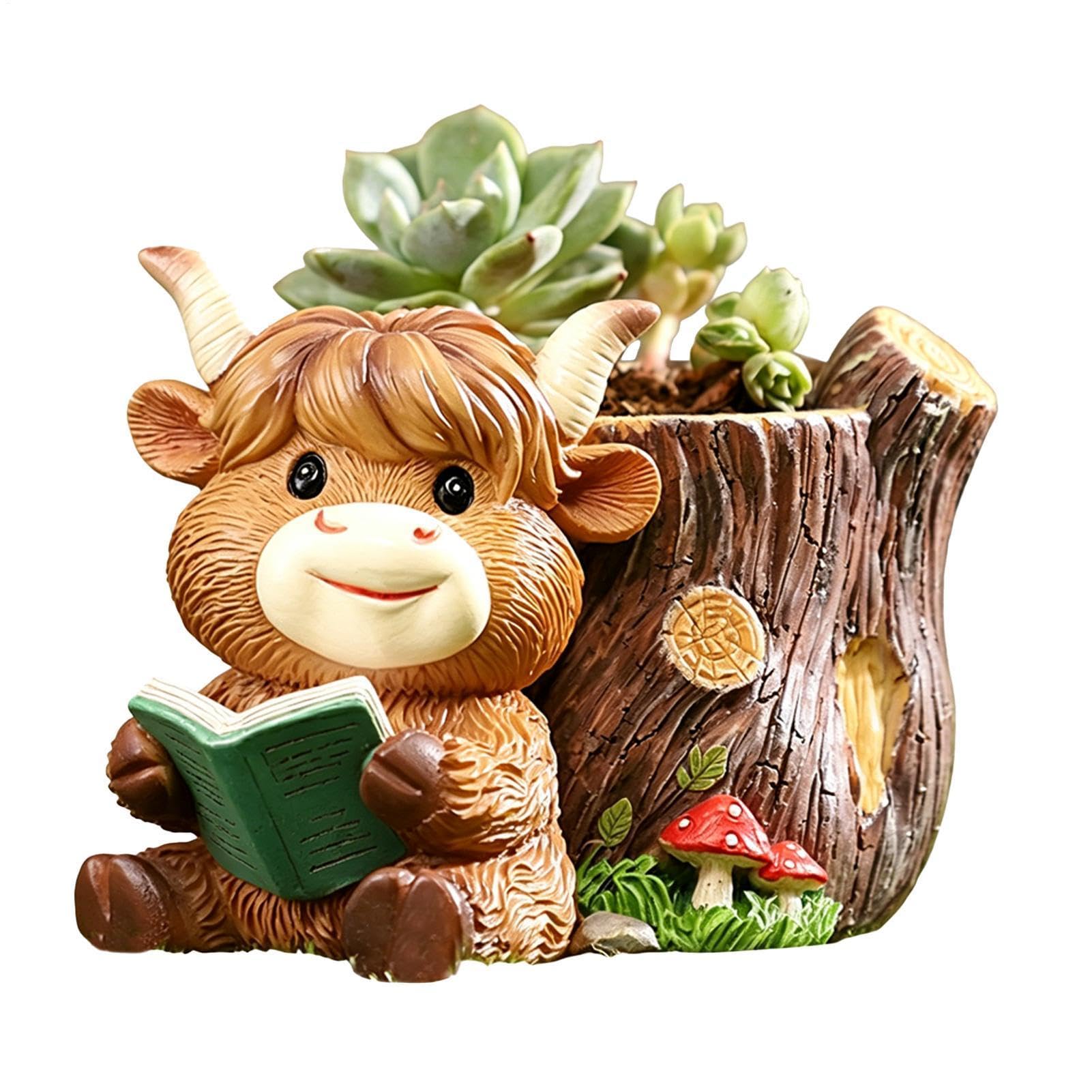 Pots de fleurs design vache en résine haute qualité pour décoration raffinée