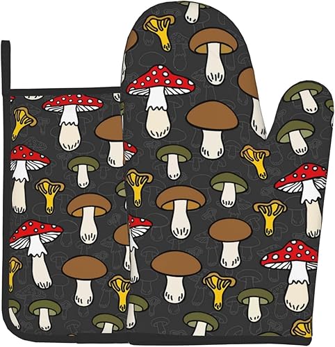 Juego de 2 manoplas de horno y soportes para ollas, resistentes al calor, antideslizantes, para cocina, cocina, hornear, asar a la parrilla, barbacoa