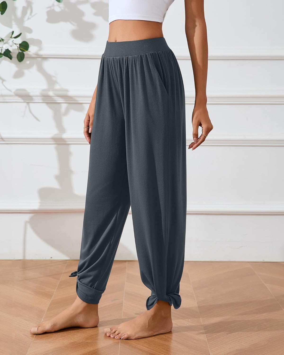 Neer 3 Pcs Women's Lounge Pants Side Slit High Waisted Joggers Wide Leg Yoga Sweatpants with Pocket Loose Cozy Pant - Image 2