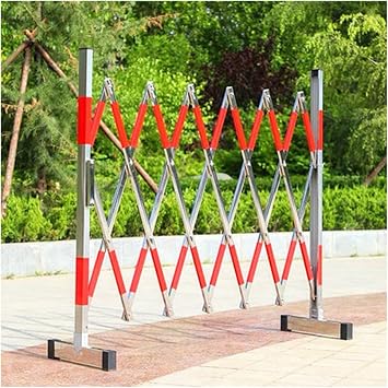 LFFH Stainless Steel Fence, Movable Telescopic Fence Outdoor Construction Warning Isolation guardrail Lightweight Expandable Fence Color 6M