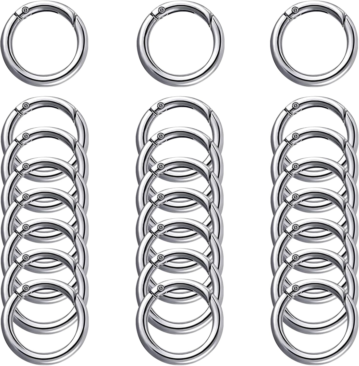 24 Pcs Mini Locking Carabiner Mini Carabiner Clip Keychain Rings Small Carabiner Key Chain Rings Bulk for Purses Paper Crafts Keyrings Buckle Bags DIY (Black+Silver+Gold-OD1.0 inches)