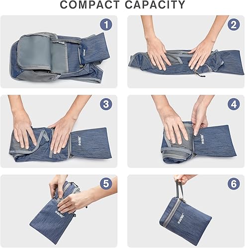 Miniatura 10 de G4Free Mochila de senderismo de 10L15L Mochila de senderismo plegable ligera Mochila de viaje pequeño al aire libre plegable bolsa de hombro, Gris,