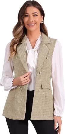 Allegra K Chaleco Cl sico De Tweed Para Mujer Con Frente Abierto A allegra-k-chaleco-cl-sico-de-tweed-para-mujer-con-frente-abierto-a