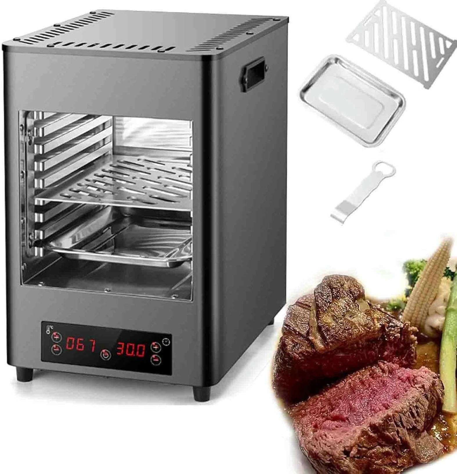 FHRKA 1700W/3400 W Electric Steak Broiler, for Cooking Steak, Lamb Chops, Chicken, Pizza,high-temperature rapid heating (B)