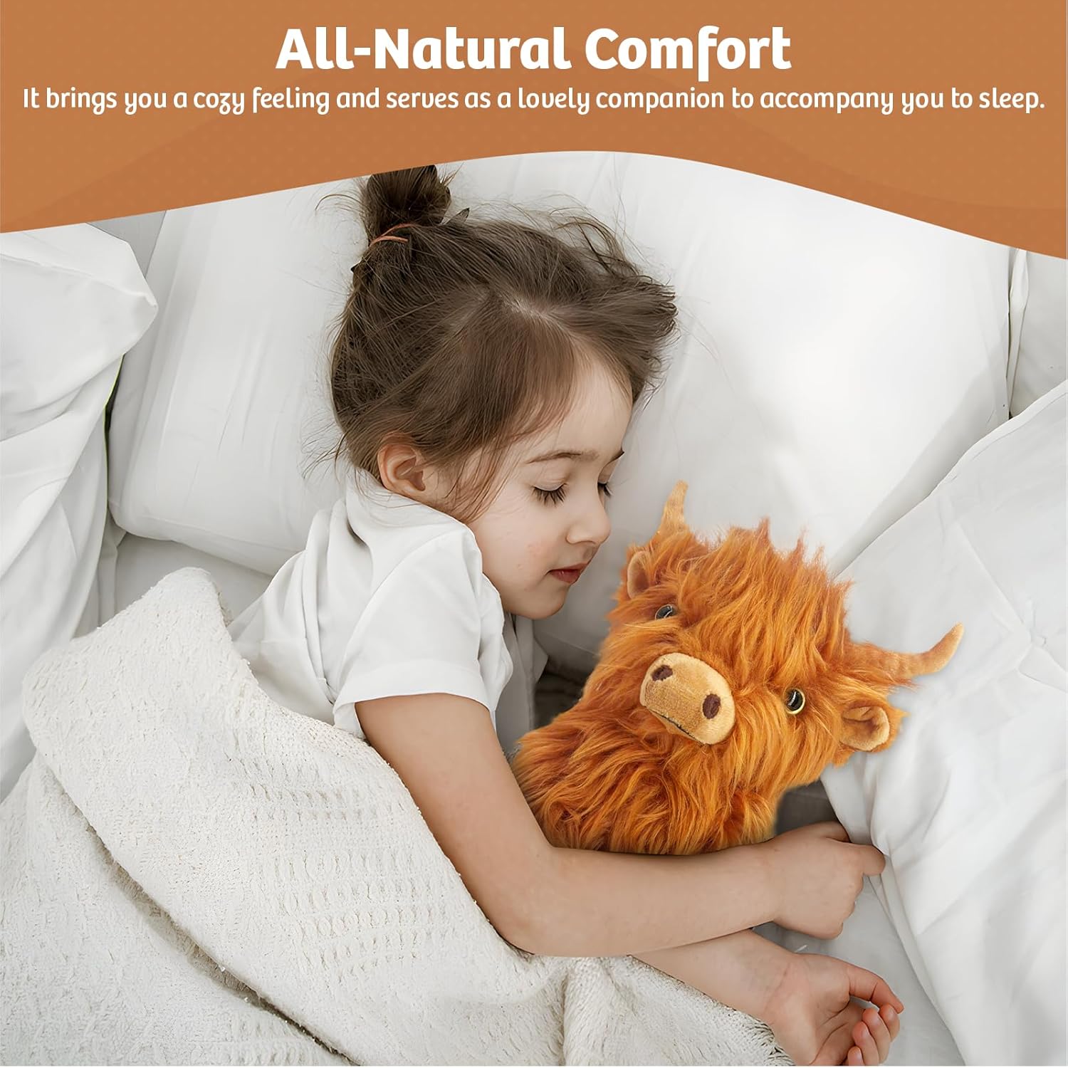 Marysun Highland Cow Stuffed Animal Toy Non-Microwavable Brown Stuffed Animal Gift for Girls and Kids, 9.8in, 0.5lb