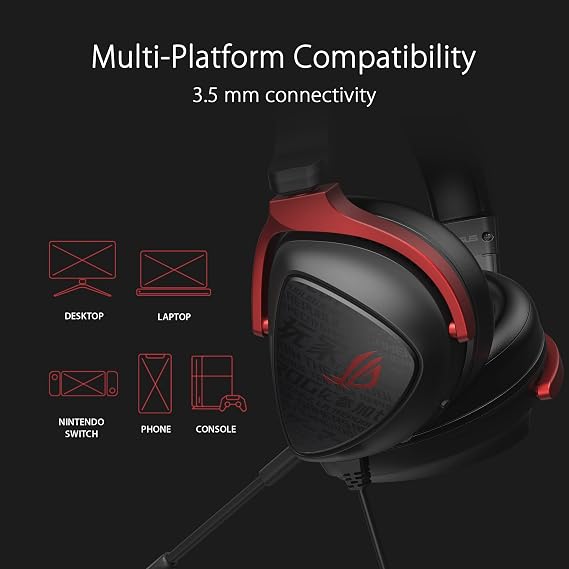 ASUS ROG Delta S Core Wired 3.5mm Gaming Headset with Mic 40mm Essence Drivers, Virtual 7.1 Surround Sound, Discord-Certified Boom Mic, Lightweight, for PC, PS5, PS4, Xbox, Switch, Mobile - Black