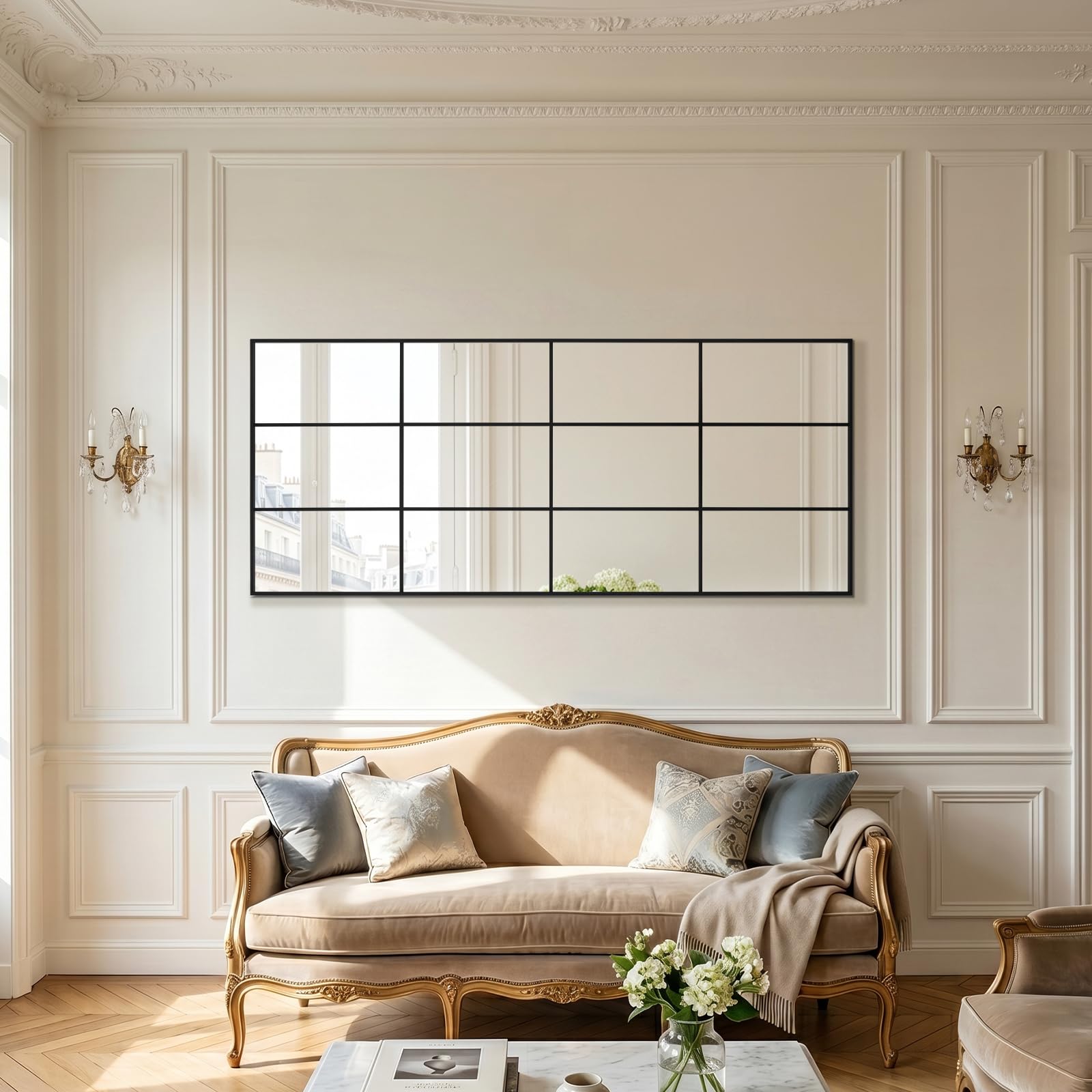 Reflix Specchio da pavimento, 60 x 165 cm, nero, a tutta lunghezza, da parete, da appendere, decorazione per camera da letto, soggiorno, ingresso