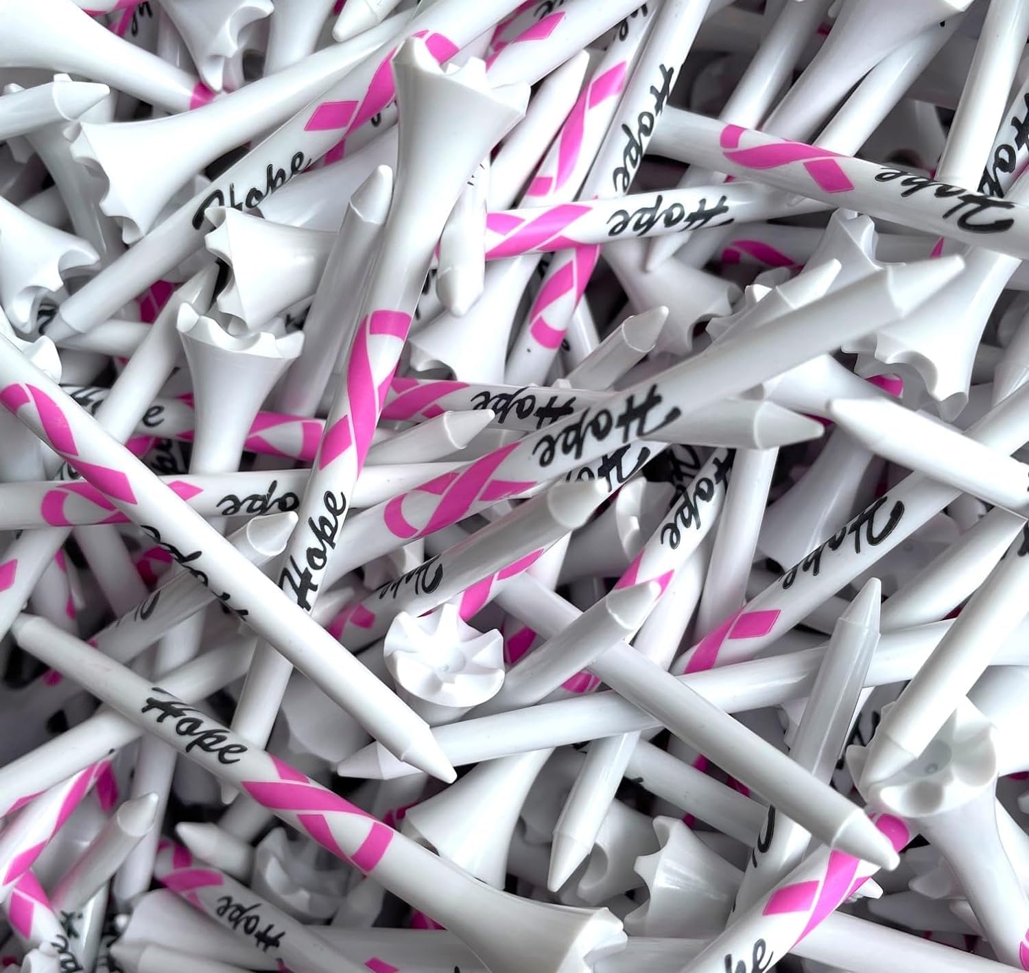 TRUESTRIKE Premium USA Golf Tees – 3¼" or 2¾" Durable Plastic Performance Tees (100 Pack) – Made in USA – Bulk Value Pack - Breast Cancer 3 1/4 — image 1
