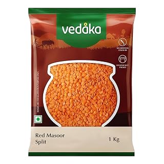 Amazon Brand - Vedaka Unpolished Red Masoor Dal (Split) | 1 Kg | Rich In Protein | No Cholesterol | No Artificial Flavours & Preservatives