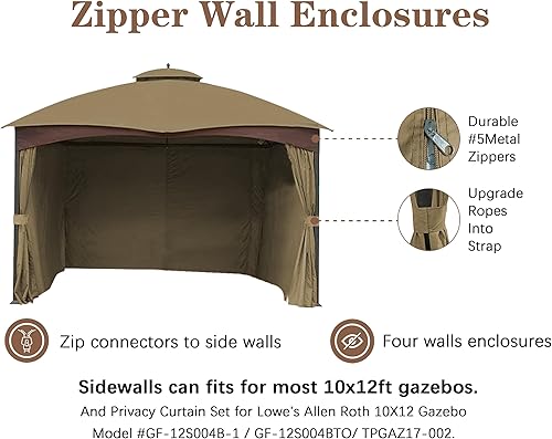 Miniatura 2 de SCOCANOPY Juego de cortinas de privacidad para cenador de 10' x 12' para #GF-12S004B-1