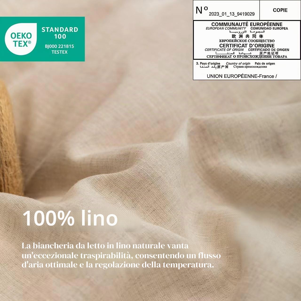 EVERLY Set di lenzuola in lino per letto matrimoniale, 100% lino francese stonewash, set di 4 pezzi (1 lenzuolo piatto, 1 lenzuolo con angoli, 2 federe), adatto per chi dorme caldo, set di biancheria