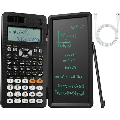 NEWYES Rechargeable Scientific Calculators 991ES MAX, 417 Functions, Writing Pad, Foldable Hard Case, 4-Line Written Display Advanced Calculators for Students School Engineering, Dual Power, Black