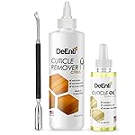 DeEnti Cuticles Maintenance Pack, Bundle Includes Citrus Scented Cuticle Remover, Cuticle Oil for Nails, and Metal Pusher Tool, Salon Grade Nail Care, Home Manicure and Pedicure Kit