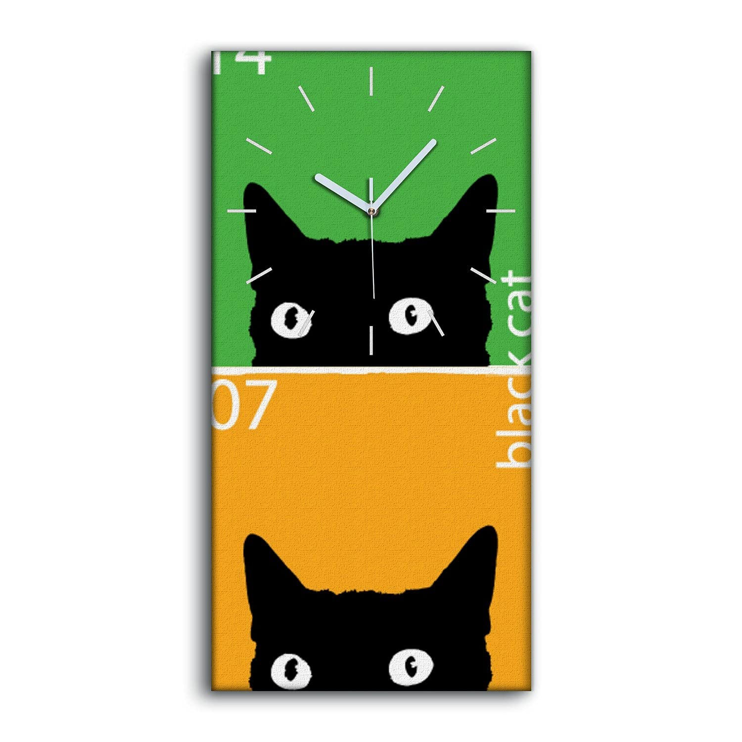 Image Art Mural Art Moderne Horloge Toile de Qualité Mains Blanches Chat Noir