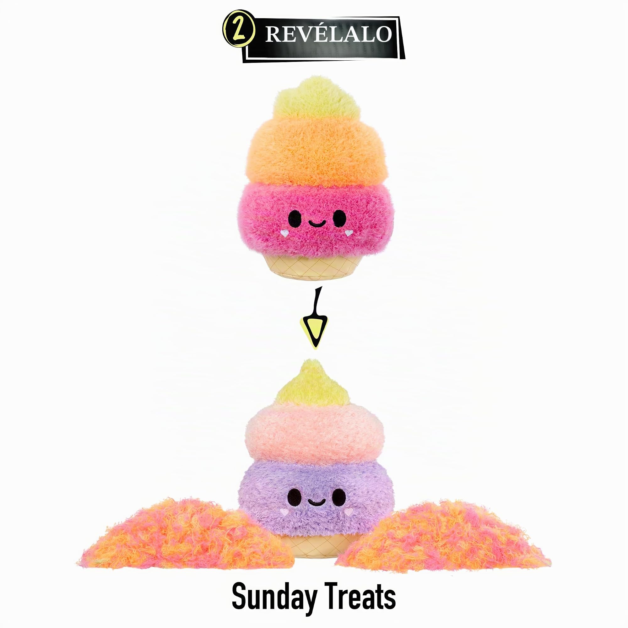 Fluffie Stuffiez Peluche coleccionable grande - ICE CREAM - Revelación sorpresa al abrir la caja con ASMR Fidget DIY Piel flexible, pelusa ultrasuave - Ideal para niños y niñas a partir de 4 años