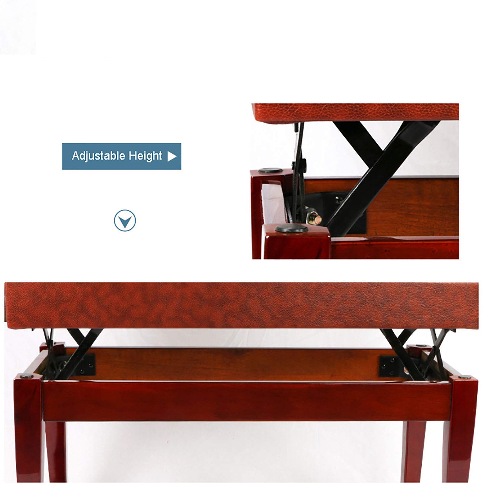 Sgabello per Pianoforte, Tavolo da toeletta, Sgabello Regolabile per Pianoforte con Contenitore, Sgabello Doppio Imbottito