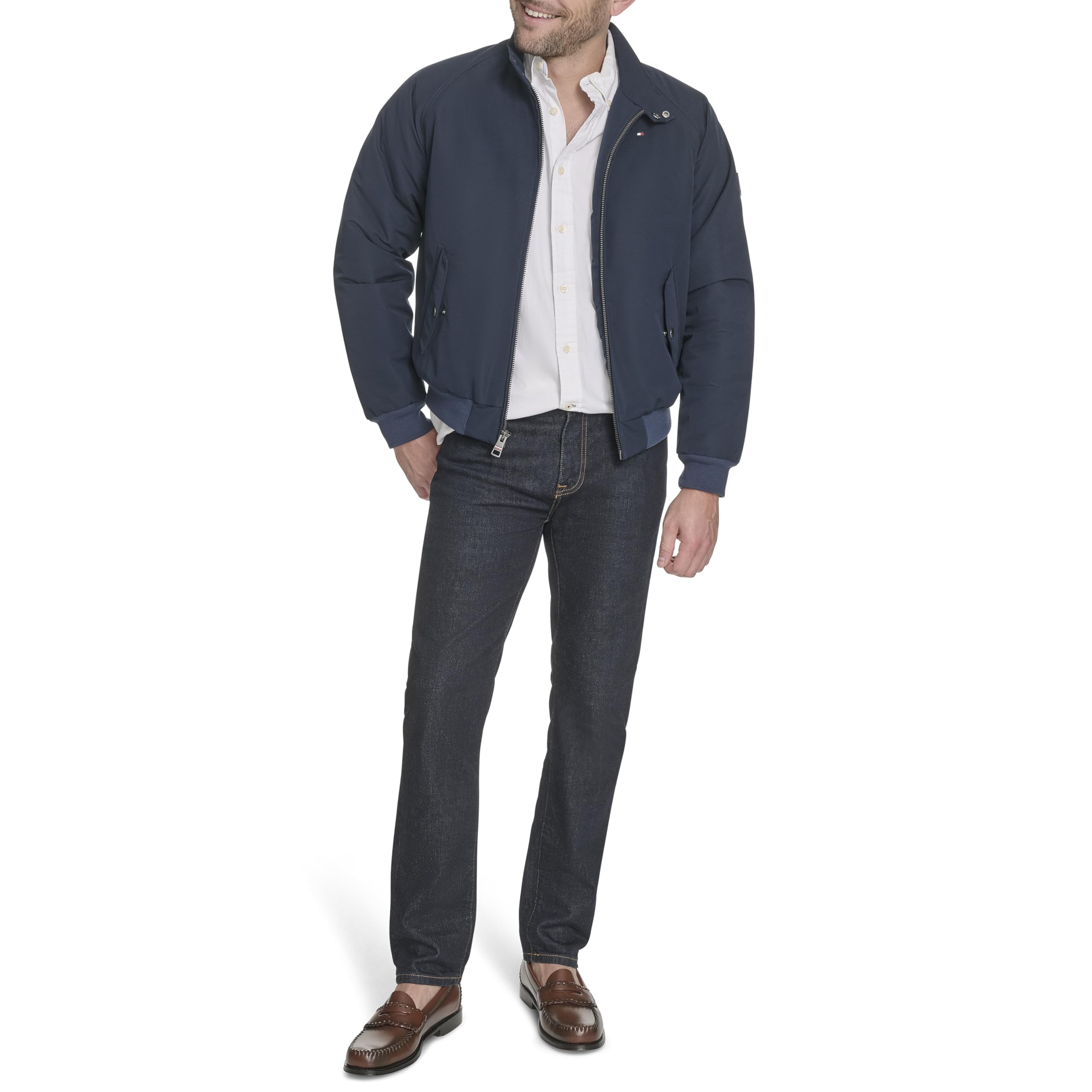 Tommy Hilfiger Herren Highland Cloth Modern Bomber, Marineblau, XXL – Ansicht 2