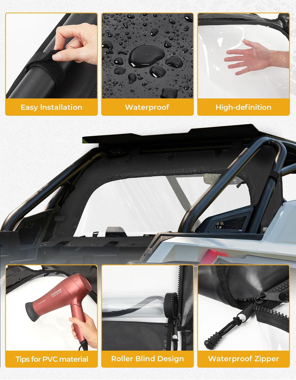 Hard Coated PC UV Resistant Window KEMIMOTO Sliding Vented Windshield ...