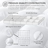 Vista 5 de Lujo Edredón nórdico de fibra de plumón de ganso y pluma de ave acuática de tamaño California King extragrande 108" x 98", 100% funda de algodón