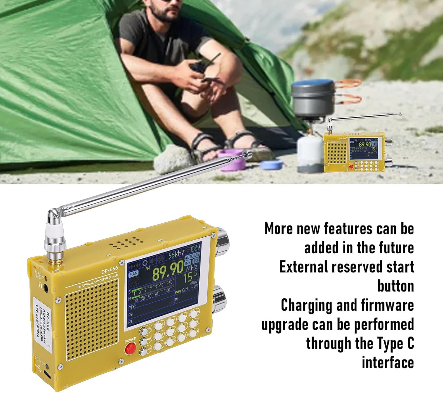 Handheld Radio, Digital Radio FM LW MW SW 2.8 Inch IPS Touch Screen High Sensitivity for Travel Outdoor, CEQ, EMS, Numeric Keypad, Long Standby Time, 5000mAh Battery with