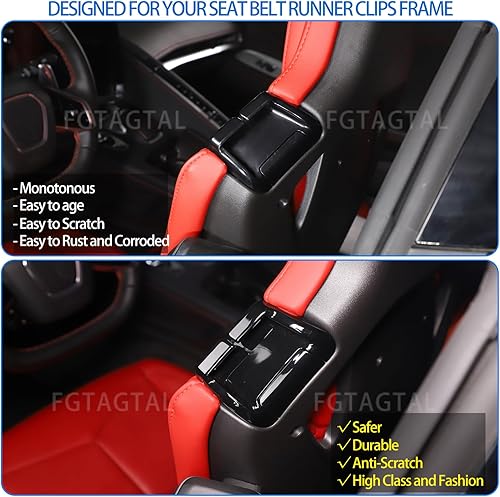 Miniatura 9 de Guía de repuesto para cinturón de seguridad compatible con Chevrolet Corvette C8 Stingray 2020-2023, clips de corredor de cinturón de seguridad ABS