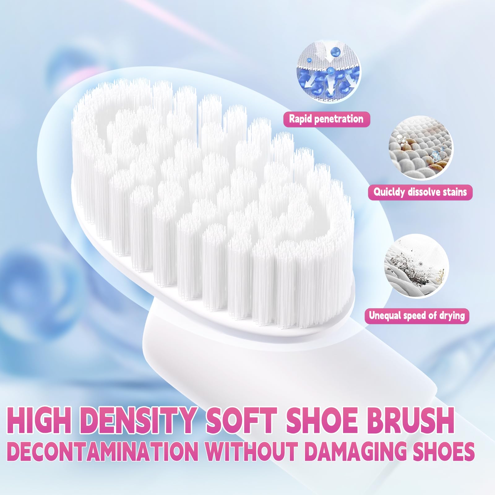 Kit de limpieza de zapatos rosa, espuma limpiadora de zapatos blanca, removedor de manchas sin agua para tenis, tenis, golf, gamuza, suela de lona