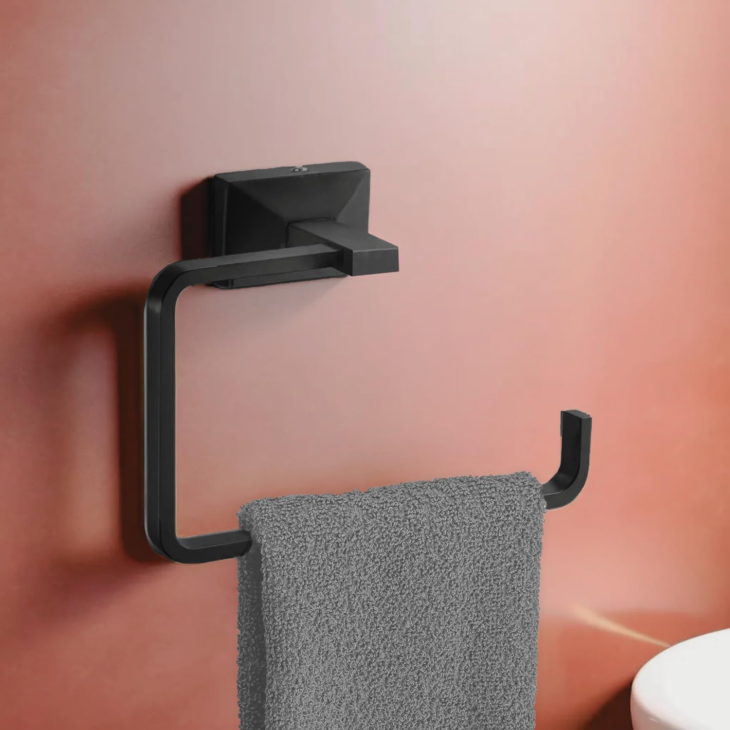 LUXIUR Towel Hanger for Bathroom and Kitchen Accessories Item Holder, 304 Grade Stainless Steel Towel Ring, Napkin Holder for Wash Basin (Black) (B0D3DLJN7B) Amazon Price History, Amazon Price Tracker