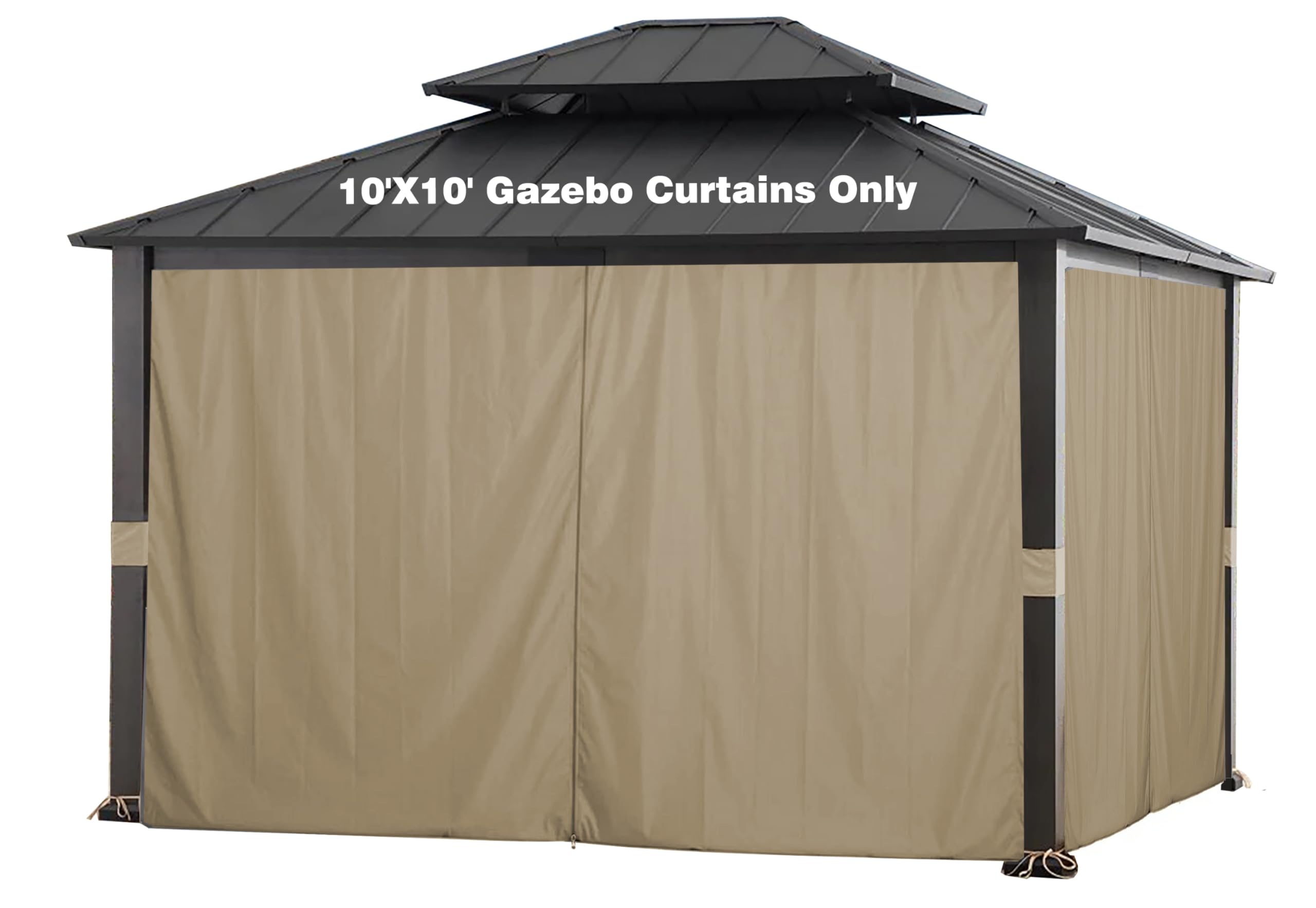 SCOCANOPY Khaki 10' x 12' Gazebo Privacy Curtain Set for Lowe's Allen Roth 10X12 Gazebo Model #GF-12S004B-1 / GF-12S004BTO/ TPGAZ17-002