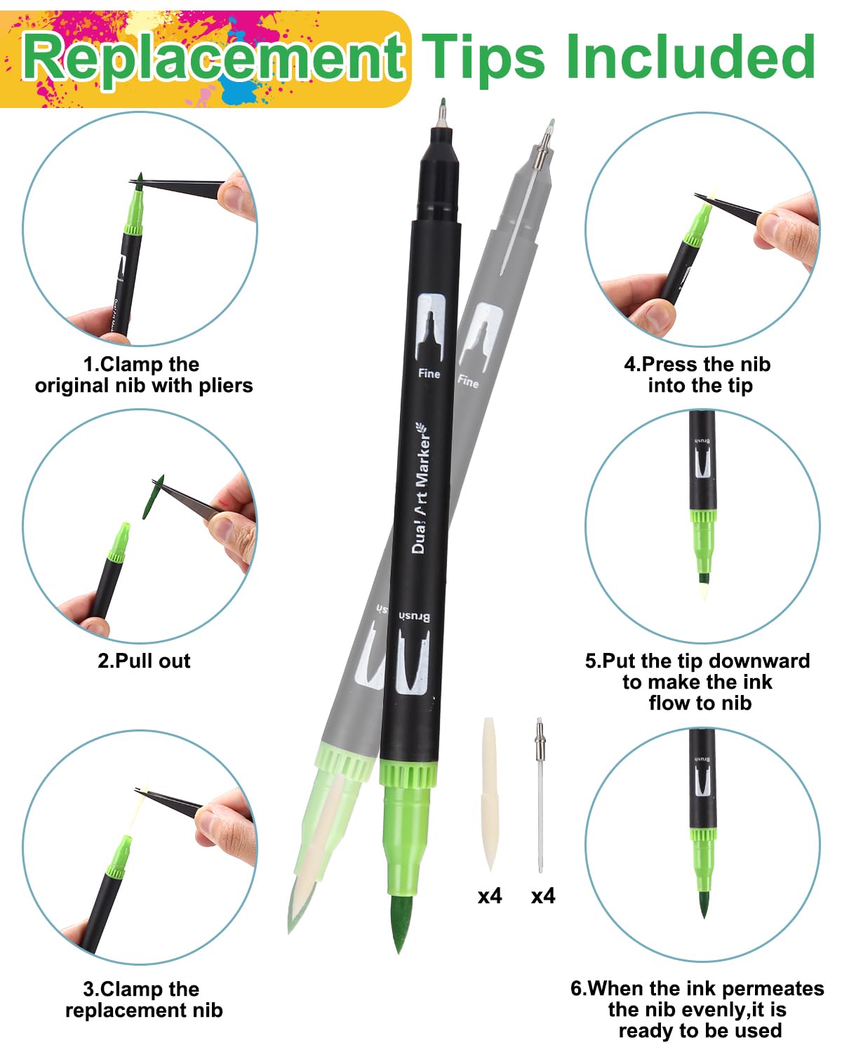 FORETOY Brush Pen 100 colori Pennarelli Lettering, Dual Brush Pen con Punta Fine e Punta Brush, Penne da Colorare ad Acquerello per Adulti Bullet Journal, Lettering, Mandala e Disegnare