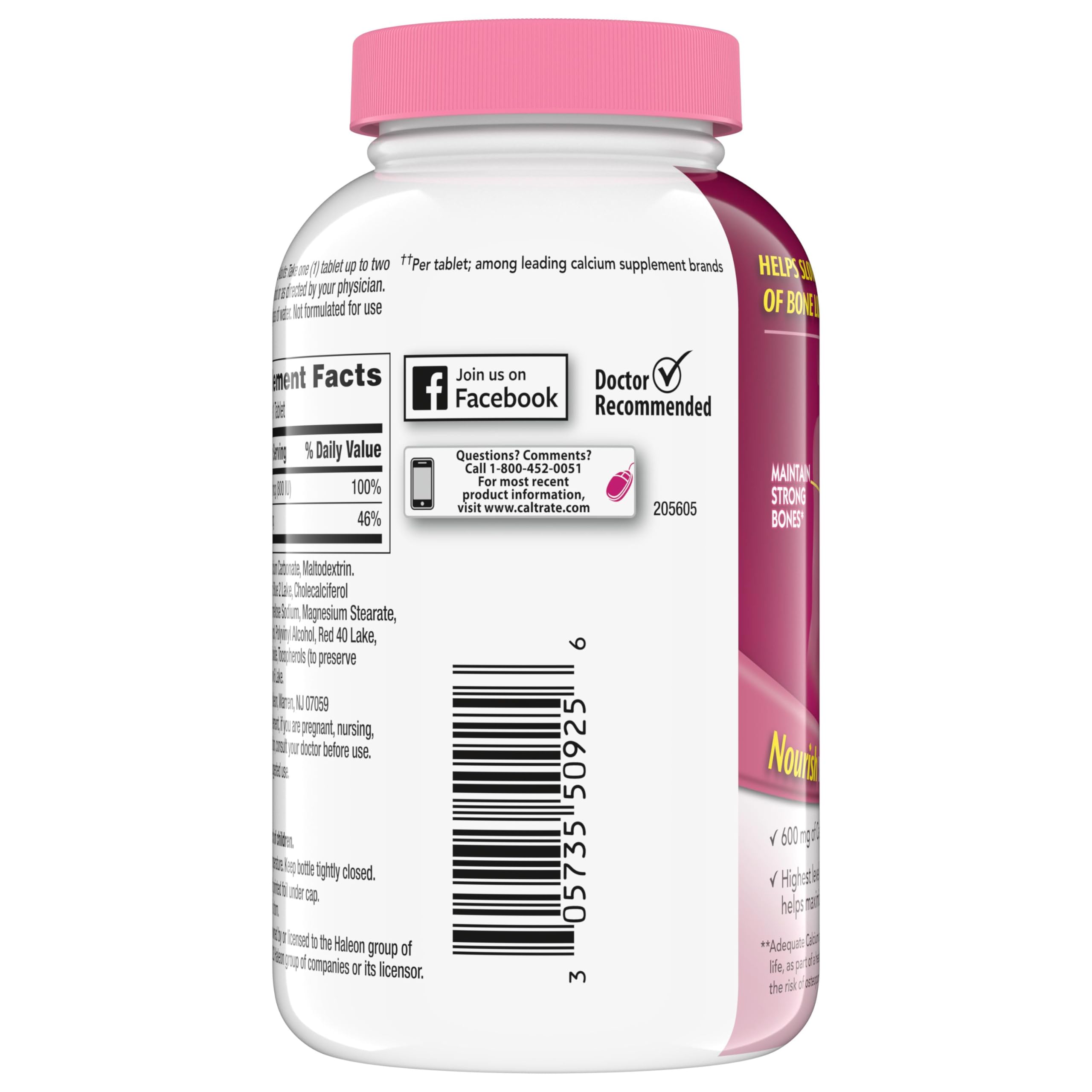 Caltrate 600 Plus D3 Vitamin D and Calcium Supplement Tablets, 200 Count — Amazon image 8