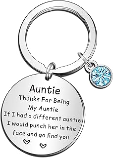 QMVMV Auntie Keyring Gifts Thank You for Being My Aunt Keychain Mother’s Day Gifts for Auntie Christmas Birthday Auntie Gifts from Niece Nephew