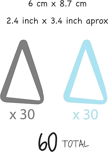 Miniatura 10 de Vieli Arte Triángulos transparentes negros dibujados a mano. Adhesivo de vinilo para pared, decoración de guardería, 60 piezas. Triángulo tribal