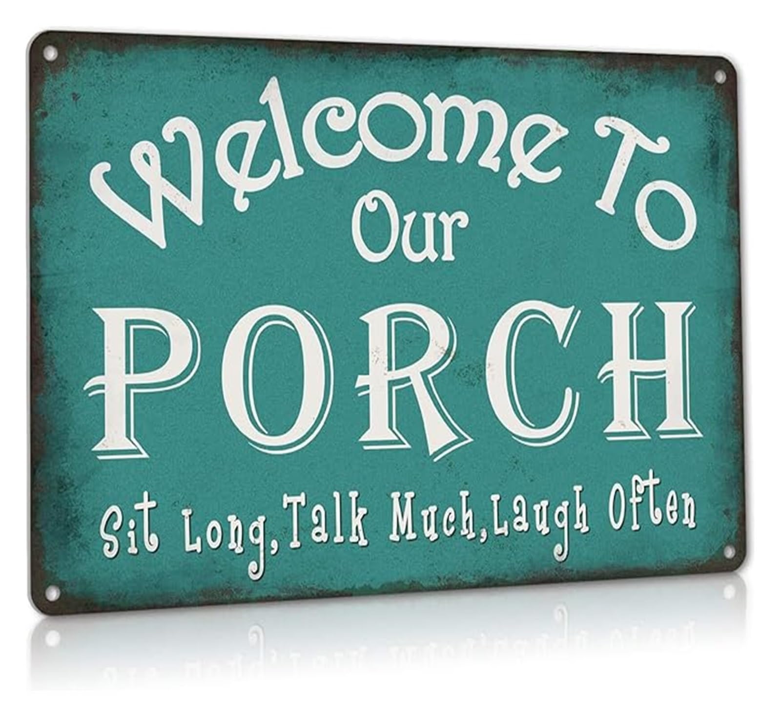 PKNVKZIDK Farmhouse Welcome Sign Vintage Aluminum Metal Tin Sign for Outdoor Porch or Backyard 8 X 12 in