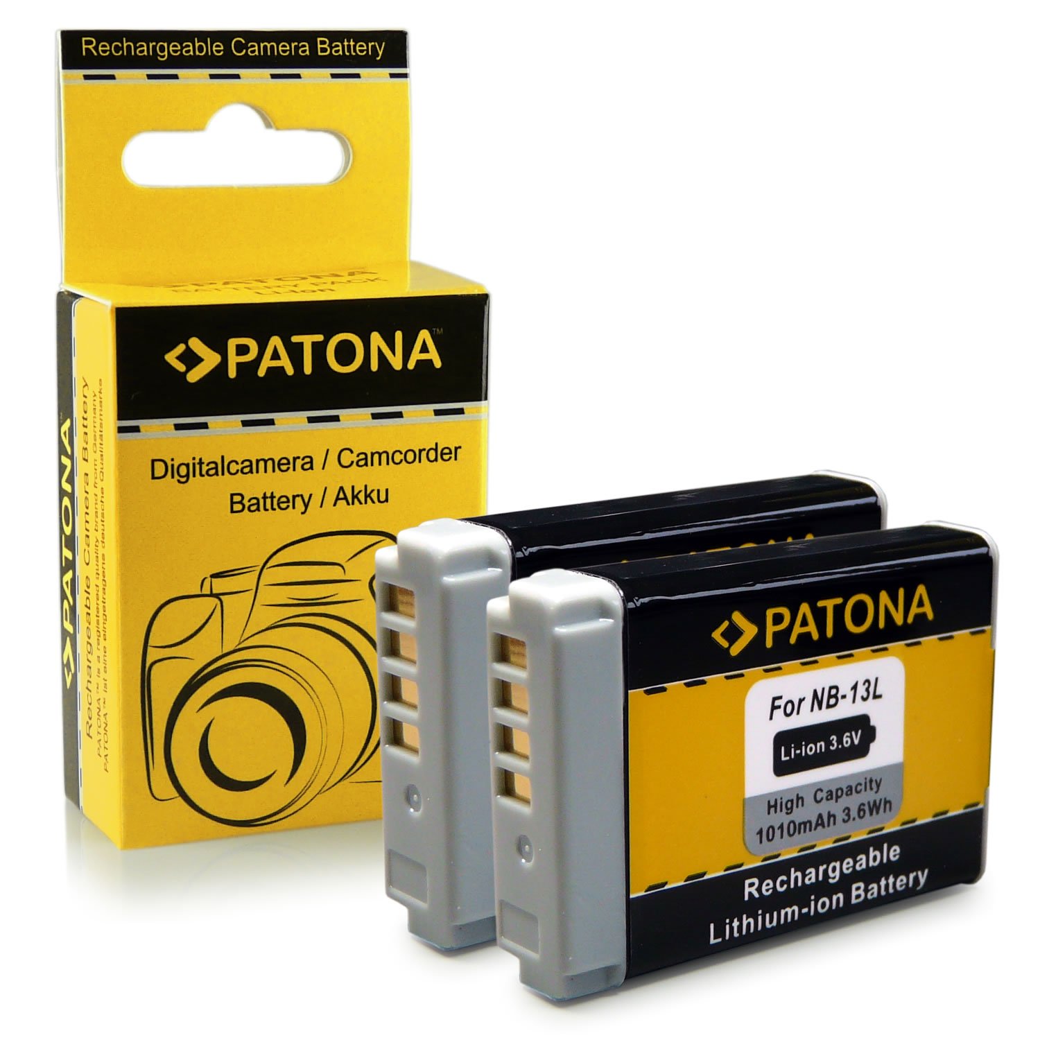 PATONA 2X Batterie pour Canon NB-13L NB-15L 1010mAh 3.6V