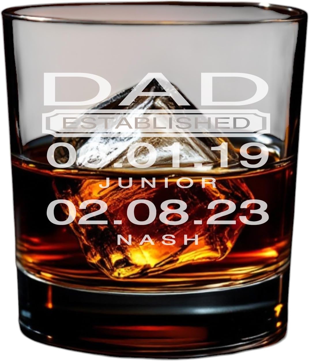 Fathers Day Gift for Dad Custom Birthday Gift, Personalized Christmas Gift Whiskey Glasses for Men, Personalized Bourbon Glass for Father’s Day (10.5 Ounces)