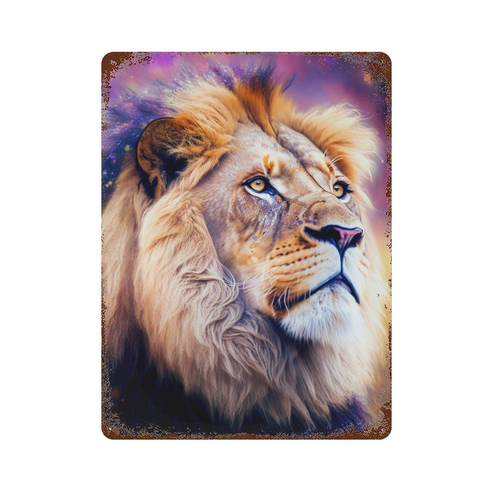 Decorative Tin Sign with Lion Cub Design 15.7"x11.8", for Garage, Bar And Workshop Decor, Farmhouse Wall Decor