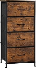 WOLTU 4 Drawer Chest of Drawers Fabric Storage Unit Bedroom Hallway Entryway Living Room Metal Frame E1 Engineered Wood Top Rustic Brown + Black SSK011shm