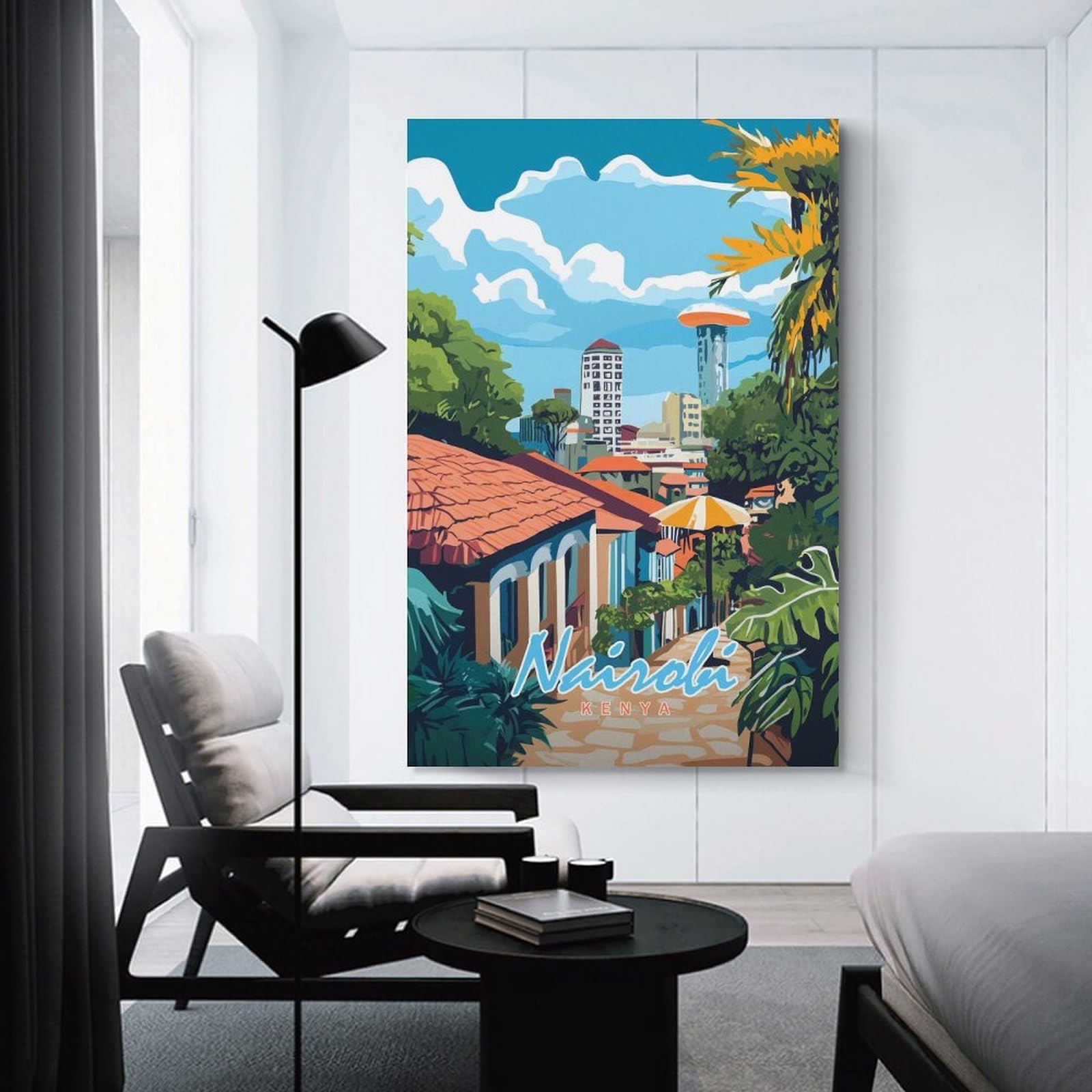 Junmoney Nairobi Cityscape Wall Art Print, 24x36inch(60x90cm), for Entrance Spaces, Stair Walls Or Halls, Home Artwork for First Impressions