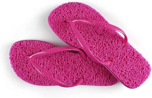 Vista 5 de CLEANUP Flip Flops Womens Mono Fun Pink Exfoliating, Massaging and Relaxing Comfortable & Lightweight Thong Sandals 100% Vegan Recyclable Fibers