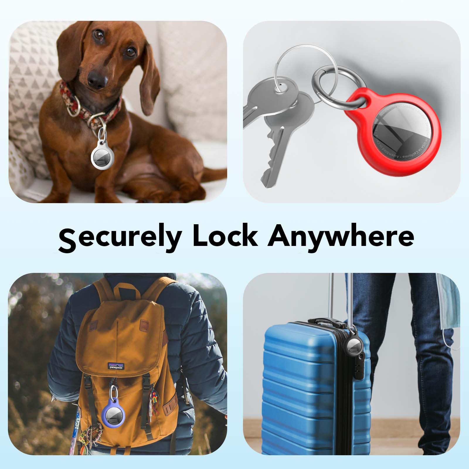 AirTag Custodia protettiva in silicone con gancio portachiavi per Apple AirTag GPS Tracker Bluetooth. Sicurezza; chiavi, borse, biciclette, collare per cani e gatti. Resistente agli urti (rosso