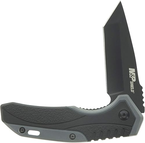 Miniatura 2 de Smith & Wesson M&P Shield Cuchillo de apertura asistida de acero inoxidable de 6.8 pulgadas con hoja Tanto de 2.8 pulgadas y mango de goma para