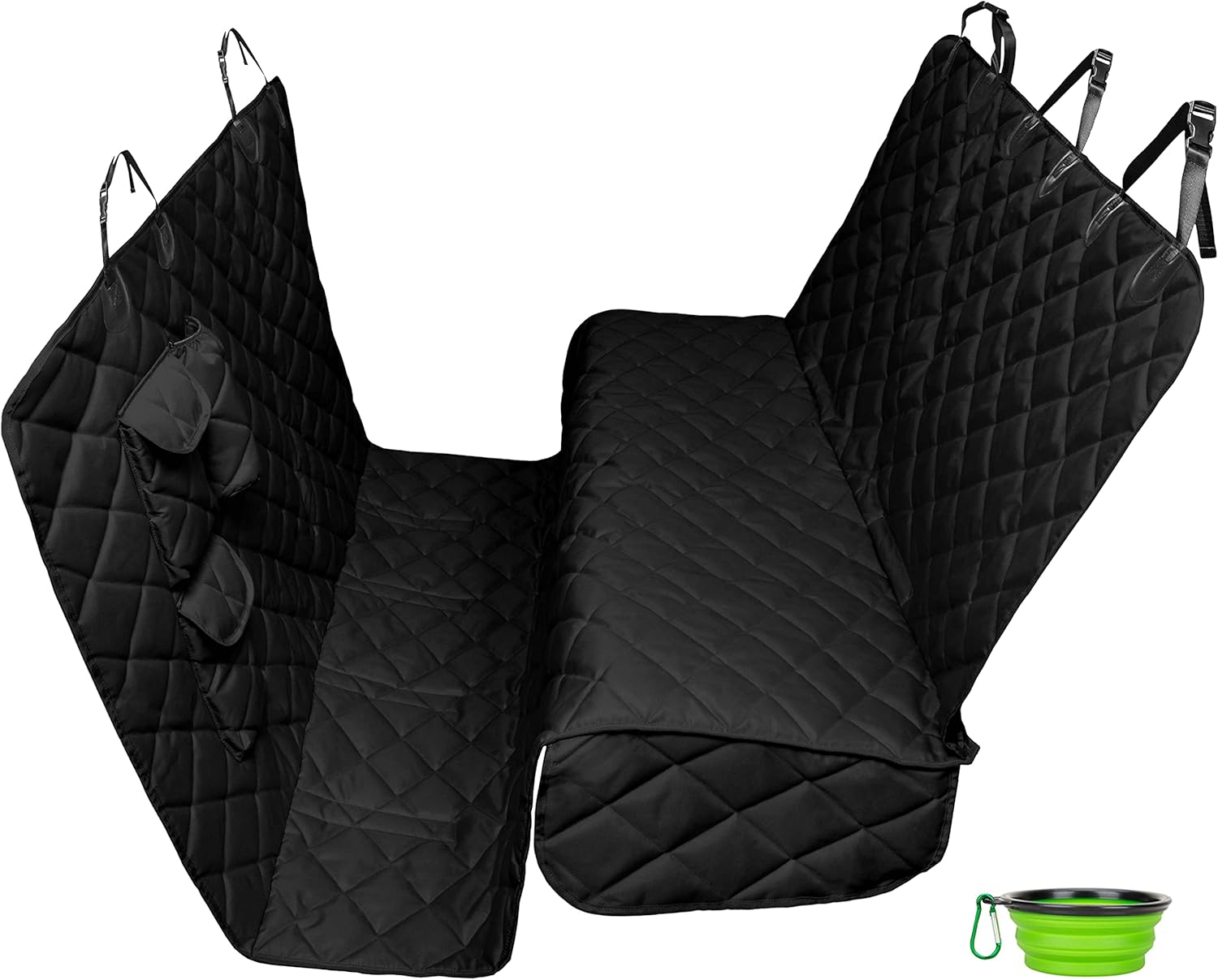 XXL Extra Wide (63”) & Extra Long (94”) with Floor Coverage Dog Seat Cover for Trucks, SUVs & Cars – Heavy Duty, Pet Hammock, Washable + Pet Travel Bowl