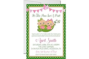 Twin Girls Two Peas In A Pod Baby Shower Invitations with Envelopes...