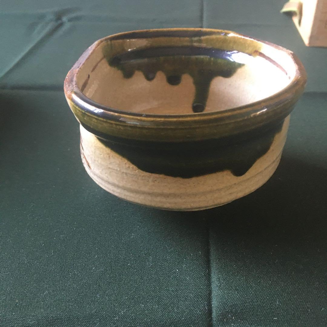織部焼 茶碗 織部焼茶碗 緑釉 鉄絵 茶道具 織部焼 現代作家作