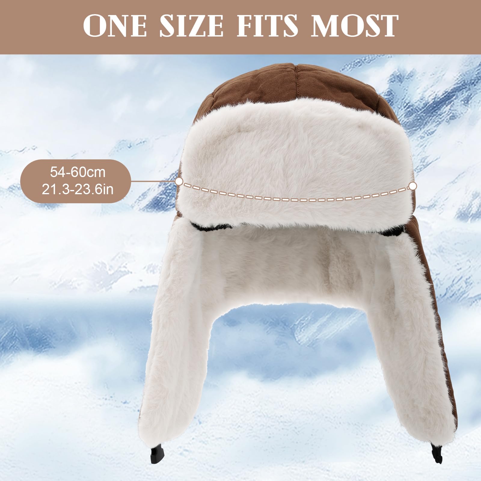 Sombrero de Invierno Trapper para Hombres y Mujeres con Orejeras, Forro de Polar, Sombrero Térmico a Prueba de Viento para Esquí, Senderismo y Actividades al Aire Libre (Talla 54-60 cm)