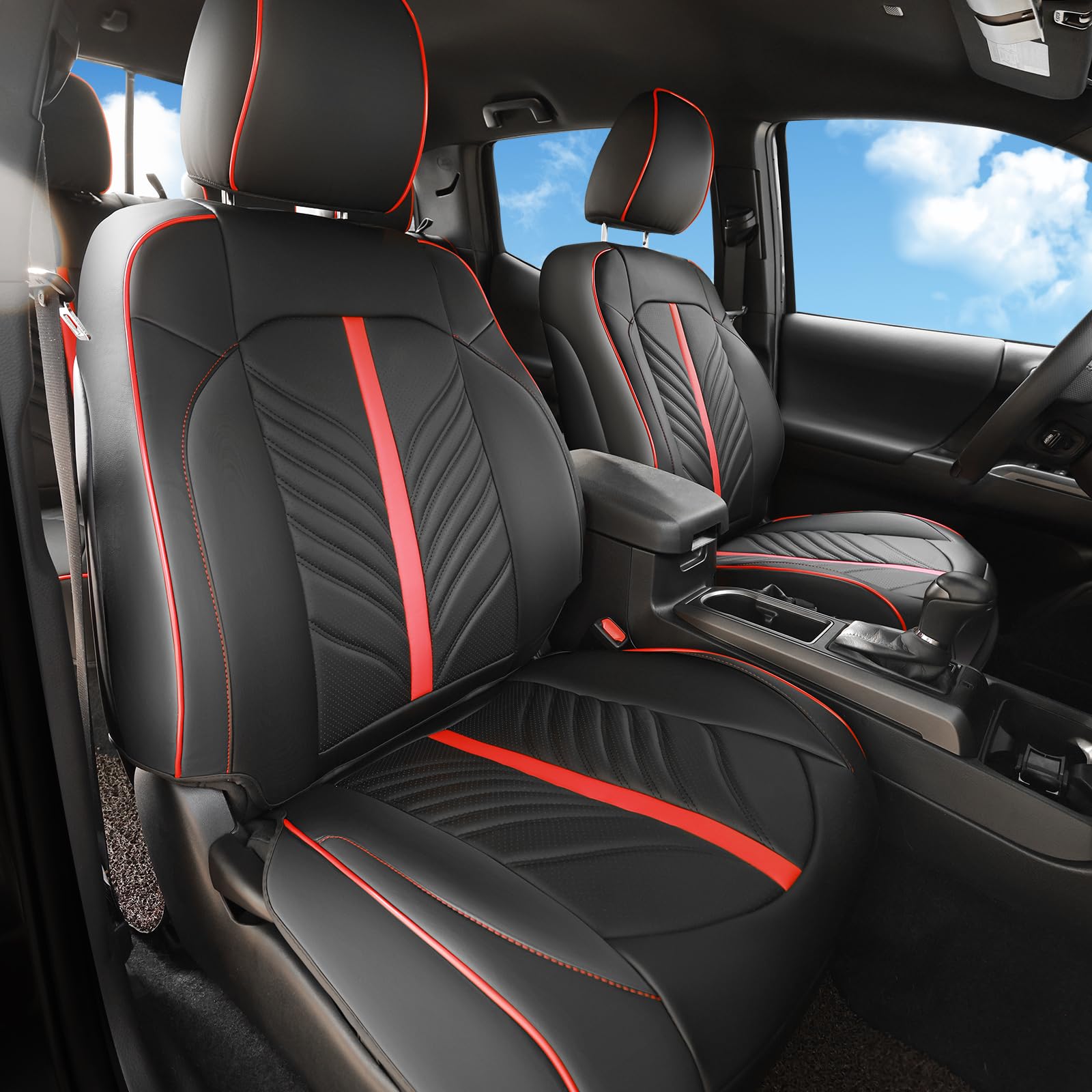 Ventzoro Leather Seat Covers (Red/Black)
