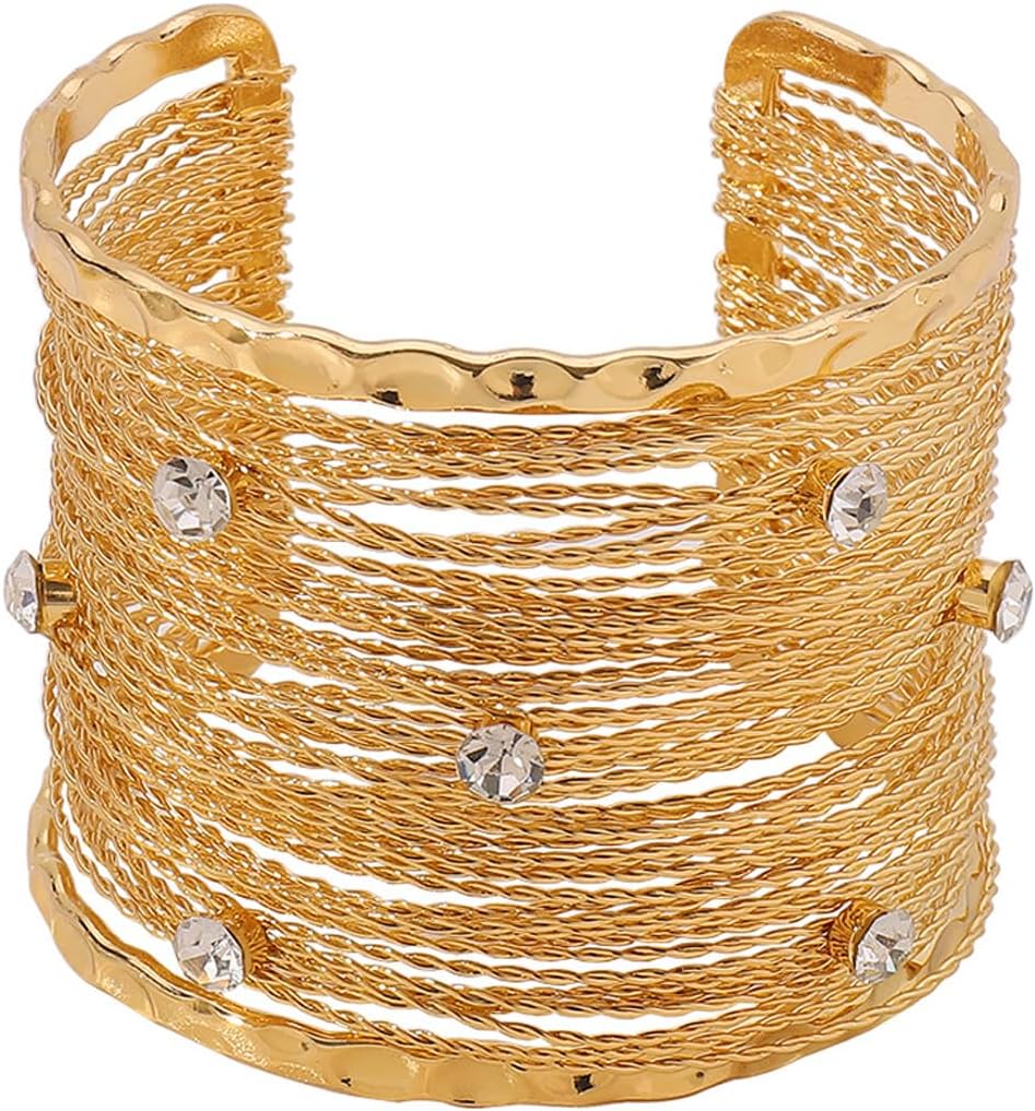 GIGB PBDK Chunky Gold Bangle Bracelets for Women Exaggerated Wide Wire Cuff Bracelets Multilayer Cubic Zirconia Open Bangles Trendy Punk Jewelry Accessories - Image 7
