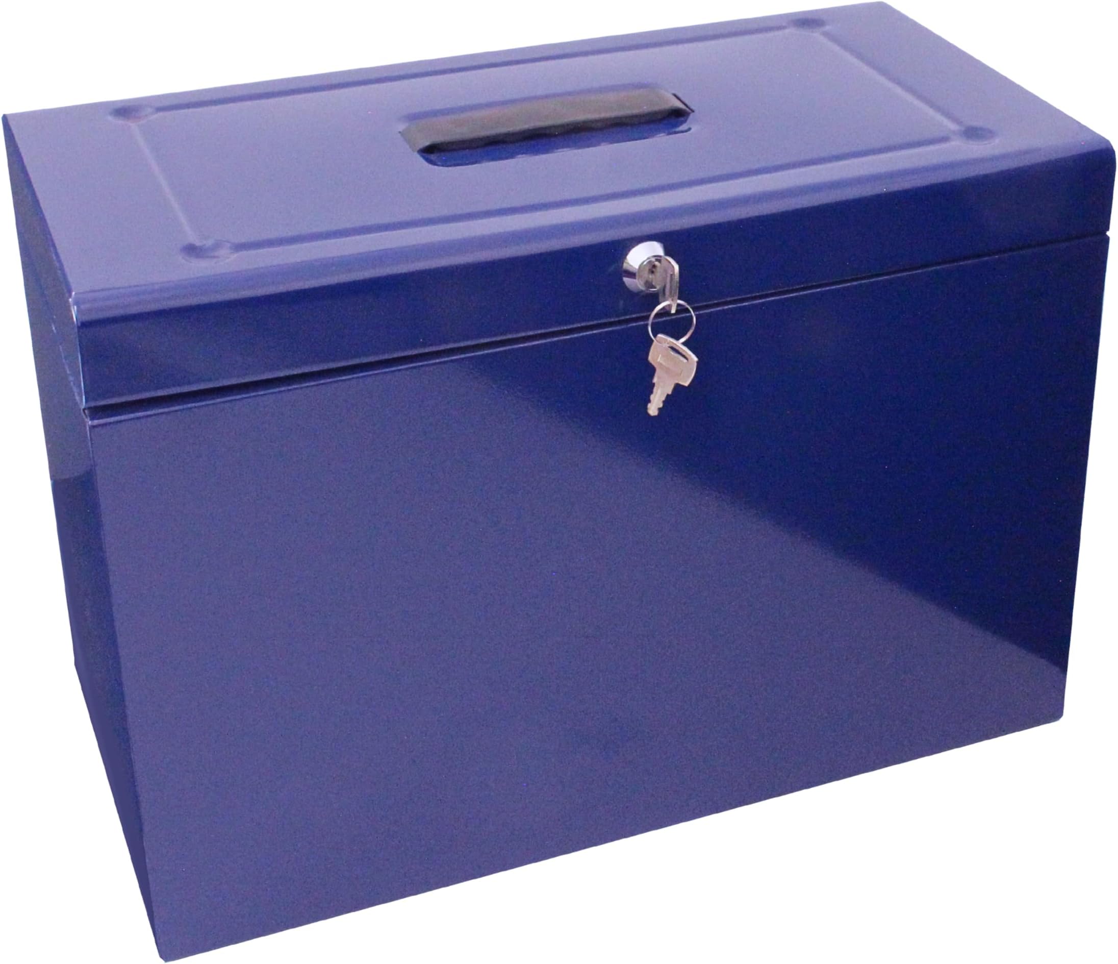 Cathedral Products A4+ (Foolscap) Steel File Box with Starter Pack of 5 Suspension Files - Blue
