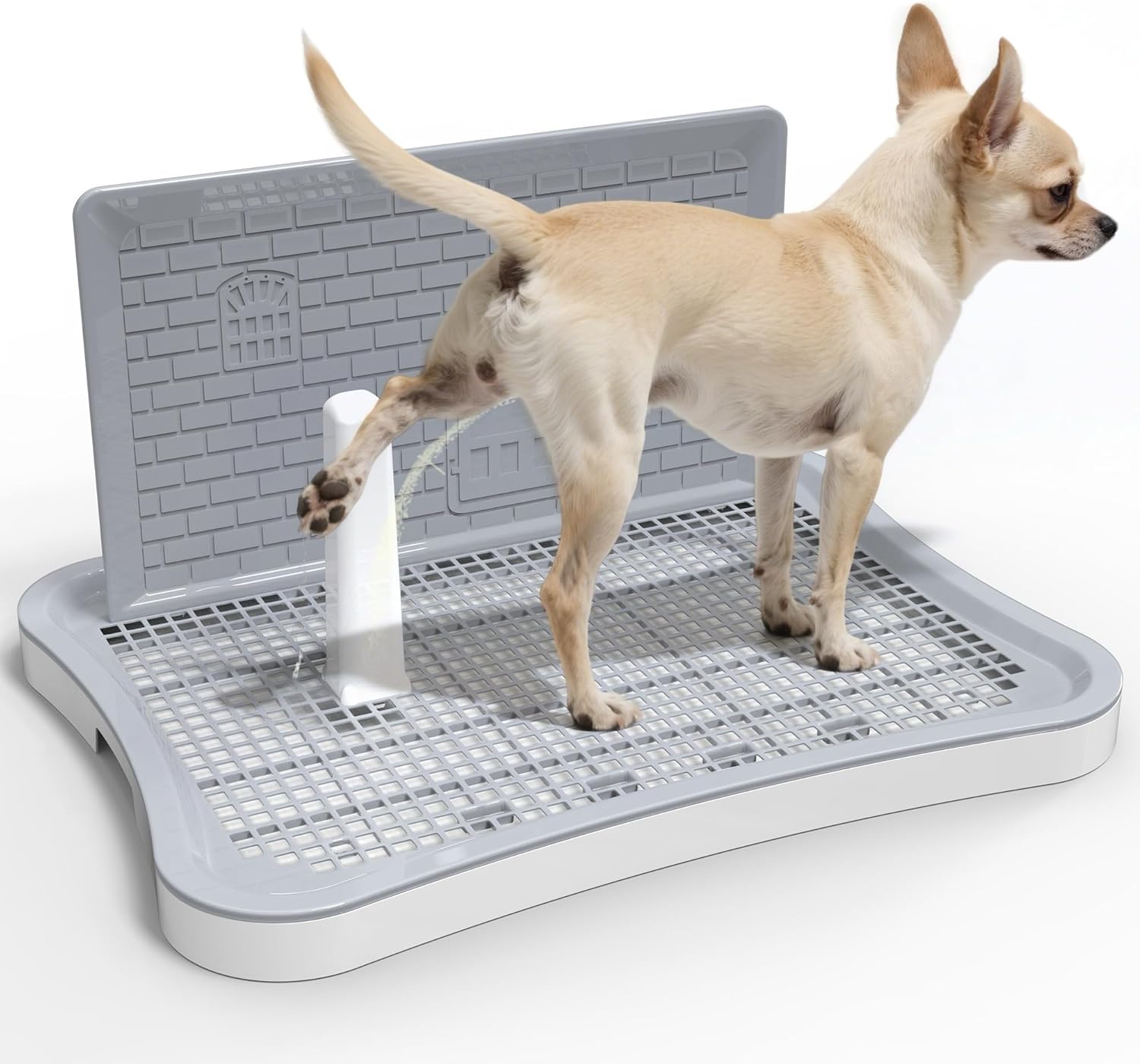 Pee Pad Holder, Indoor Dog Potty for Dogs, Puppy Pad Holder, Puppy Potty Training Tray with Splash Wall & Center Post, 20.1"×15.4"